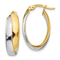 14K Gold Two-tone Double Oval Hoop Earrings by Fine Color Jewels