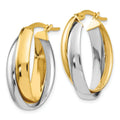 14K Gold Two-tone Double Oval Hoop Earrings by Fine Color Jewels