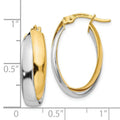 14K Gold Two-tone Double Oval Hoop Earrings by Fine Color Jewels