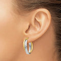 14K Gold Two-tone Double Oval Hoop Earrings by Fine Color Jewels