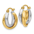 14K Gold Two-Tone Hinged Hoop Earrings by Fine Color Jewels