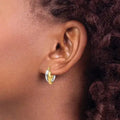 14K Gold Two-Tone Hinged Hoop Earrings by Fine Color Jewels