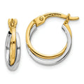 14k Gold Two-Tone Hollow Hoop Earring by Fine Color Jewels