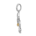 14K Gold Two-Tone Lab Diamond Flower Pendant by Fine Color Jewels