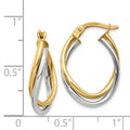 14K Gold Two-Tone Oval Hoop Earrings by Fine Color Jewels