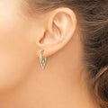 14K Gold Two-Tone Oval Hoop Earrings by Fine Color Jewels
