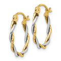14K Gold Two-Tone Twisted Hoop Earrings by Fine Color Jewels