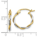 14K Gold Two-Tone Twisted Hoop Earrings by Fine Color Jewels