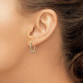 14K Gold Two-Tone Twisted Hoop Earrings by Fine Color Jewels