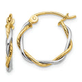 14K Gold Two-Tone Twisted Hoop Earrings by Fine Color Jewels