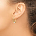 14K Gold White Semi-Round Pearl Hoop Earring by Fine Color Jewels