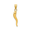 14k Hollow 3-D Italian Horn Pendant by Fine Color Jewels