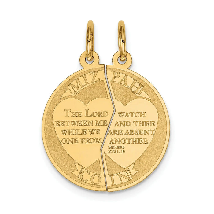 14K MIZPAH COIN 2-piece Round Charm by Fine Color Jewels