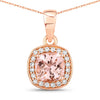 14K Rose Gold Cushion-Cut Morganite Halo Necklace