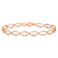14k Rose Gold Diamond-Cut Open Marquise Fancy Link Lobster Clasp Chain Bracelet by Fine Color Jewels