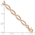 14k Rose Gold Diamond-Cut Open Marquise Fancy Link Lobster Clasp Chain Bracelet by Fine Color Jewels