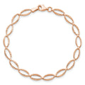 14k Rose Gold Diamond-Cut Open Marquise Fancy Link Lobster Clasp Chain Bracelet by Fine Color Jewels
