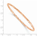 14K Rose Gold Hammered Textured Round Slip-On Bangle Bracelet by Fine Color Jewels