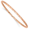 14K Rose Gold Hammered Textured Round Slip-On Bangle Bracelet