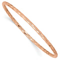 14K Rose Gold Hammered Textured Round Slip-On Bangle Bracelet by Fine Color Jewels
