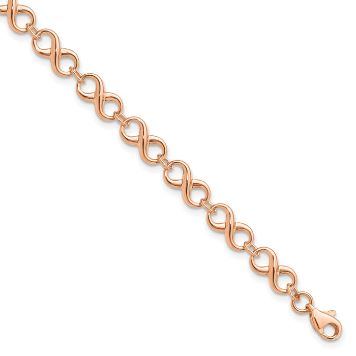 14k Rose Gold Infinity Figure-8 Link Lobster Clasp Chain Bracelet by Fine Color Jewels
