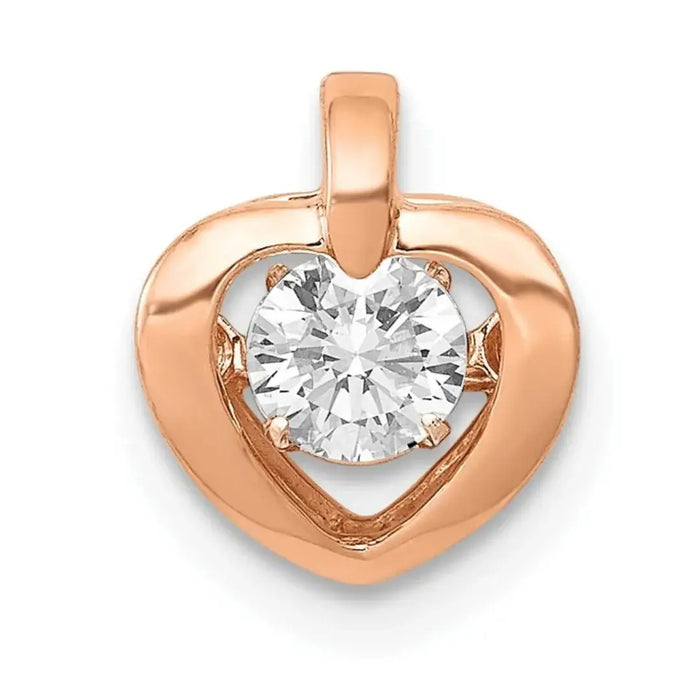 14K Rose Gold Lab Diamond Heart Pendant by Fine Color Jewels