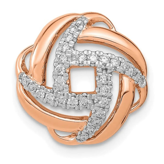 14K Rose Gold Lab Diamond Love Knot Pendant by Fine Color Jewels