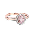 14K Rose Gold Morganite Halo Engagement Rings by Fine Color Jewels