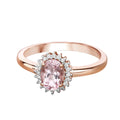 14K Rose Gold Morganite Halo Engagement Rings by Fine Color Jewels