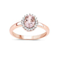 14K Rose Gold Morganite Halo Engagement Rings by Fine Color Jewels