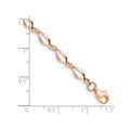 14k Rose Gold Twisted Infinity Elongated Link Lobster Clasp Chain Bracelet by Fine Color Jewels
