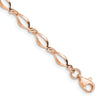 14k Rose Gold Twisted Infinity Elongated Link Lobster Clasp Chain Bracelet
