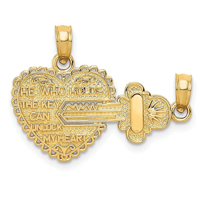 14K Solid Gold Break-Apart Charm Pendant for Couple by Fine Color Jewels