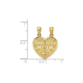 14k Solid Gold DAUGHTER-MOM Break-Apart Heart Pendant by Fine Color Jewels