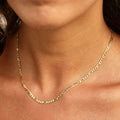14K Solid Gold Figaro Chain Necklace 3mm by DailySale