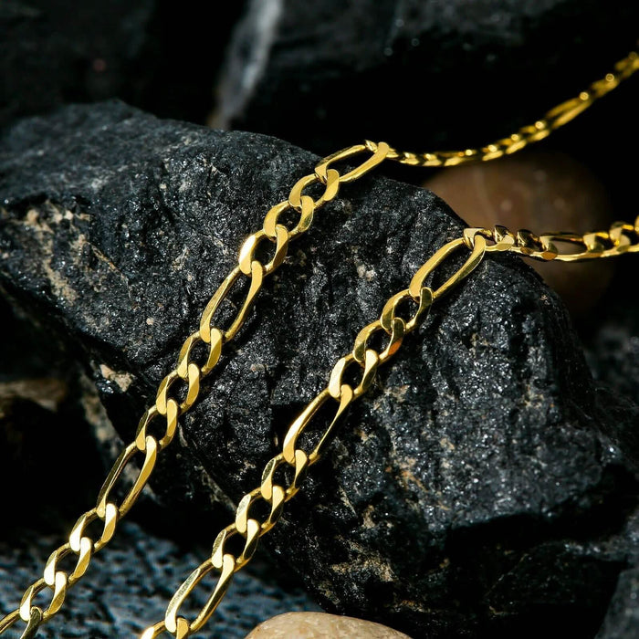 14K Solid Gold Figaro Chain Necklace 3mm by DailySale
