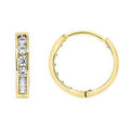 14K Solid Real Yellow Gold Round Huggies Hoops Earrings Channel Setting by DailySale