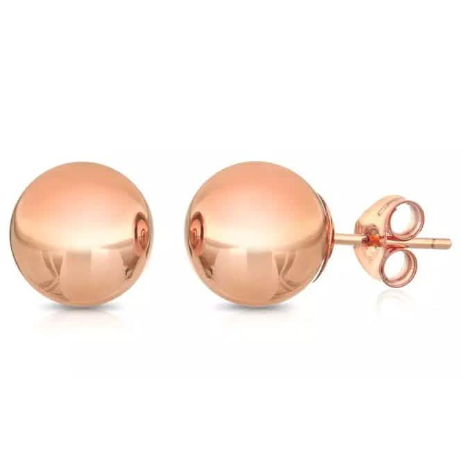 14K Solid Rose Gold Ball Stud Earrings by DailySale