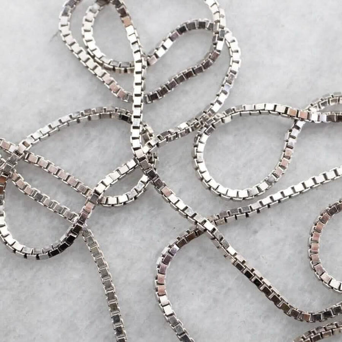 14K Solid White Gold Box Necklace Real Gold Chain by DailySale