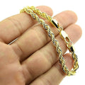 14K Solid Yellow Gold 4MM Rope Chain Thick Necklace Bracelet for Men and Women by DailySale