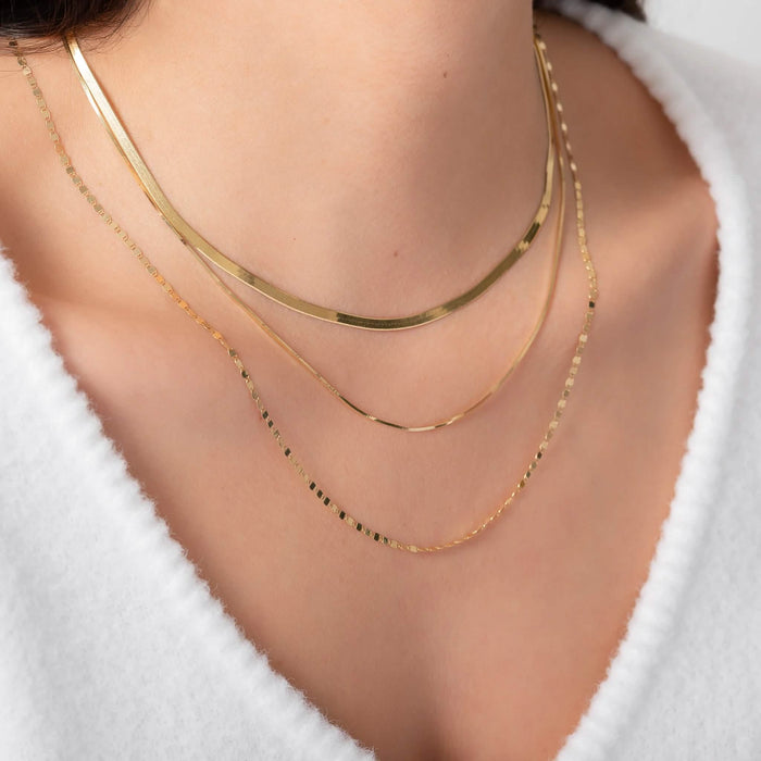 14K Solid Yellow Gold High Polish Herringbone Necklace Chain 2mm by DailySale