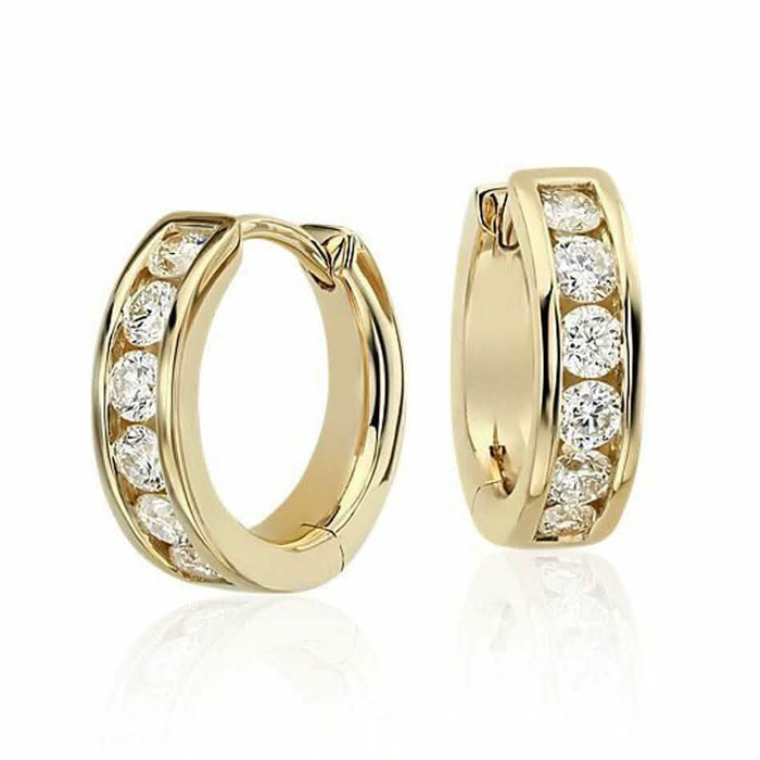 14K Solid Yellow Gold Round Huggies Hoops Earrings 11mm by DailySale