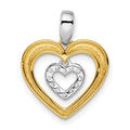 14k Two-tone 1/6 carat Lab Grown Diamond Dangle Double Heart Pendant by Fine Color Jewels