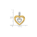 14k Two-tone 1/6 carat Lab Grown Diamond Dangle Double Heart Pendant by Fine Color Jewels