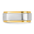 14k Two-Tone 6mm Step Edge Wedding Band Ring for Men and Women by Fine Color Jewels