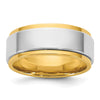 14k Two-Tone 6mm Step Edge Wedding Band Ring for Men and Women