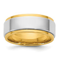 14k Two-Tone 6mm Step Edge Wedding Band Ring for Men and Women by Fine Color Jewels