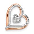 14K Two Tone Gold Interlocking Hearts Pendant by Fine Color Jewels