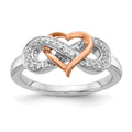 14k Two-Tone Gold Lab Diamond Infinity Pave Heart Ring by Fine Color Jewels