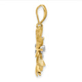 14K Two-Tone Gold Natural Diamond Flower Pendant by Fine Color Jewels